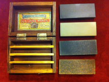 From Top - Black Surgical, Translucent, Hard Arkansas, Soft Arkansas