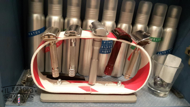 Barber belt razor stand.