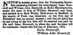 hawcroft & sons end 1874