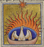 Phoenix detail from Aberdeen Bestiary