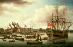John Cleveley the Elder, The Royal George at Deptford Showing the Launch of The Cambridge (1757)